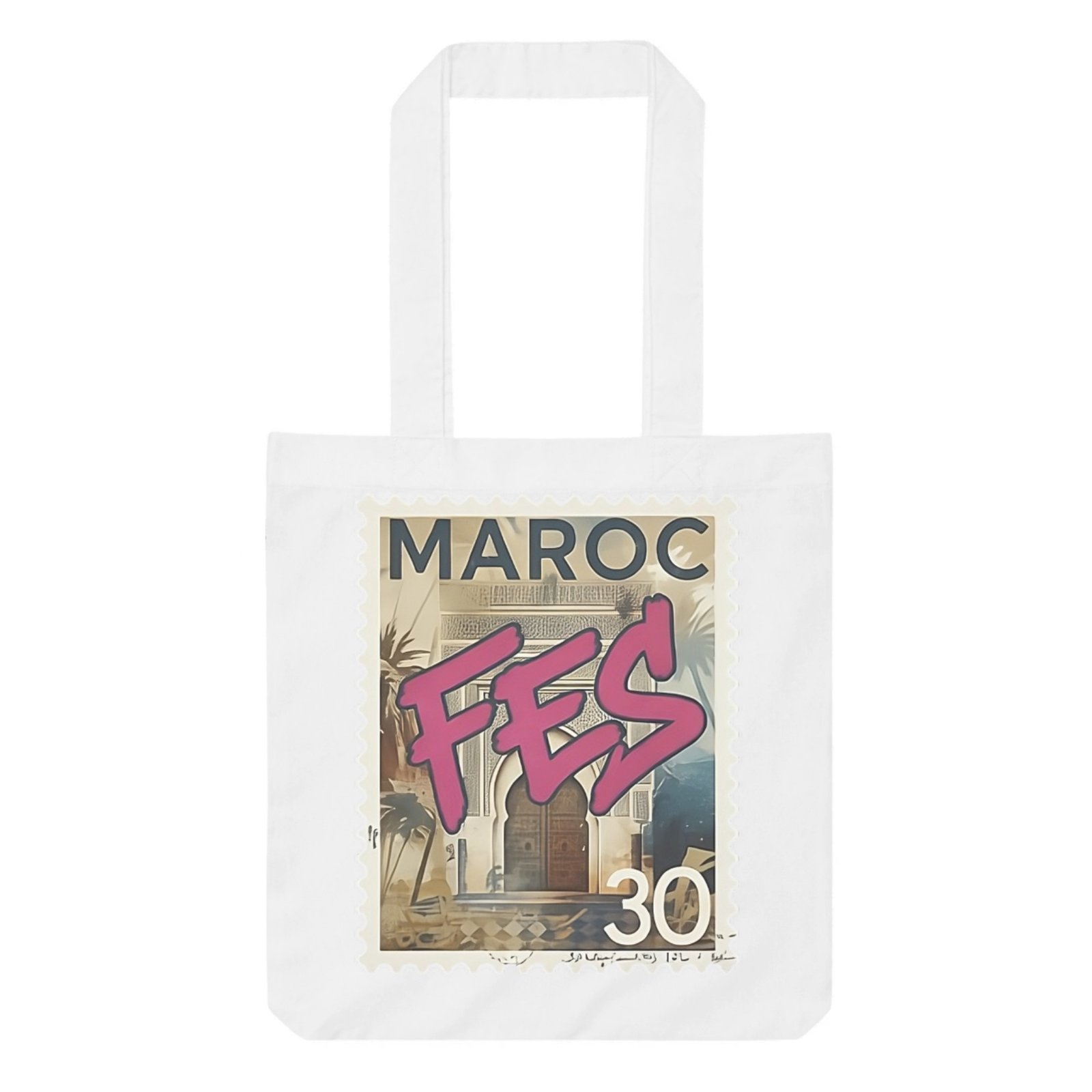 Vintage “Fès – Maroc” Decorative Tote Bag – Image 4